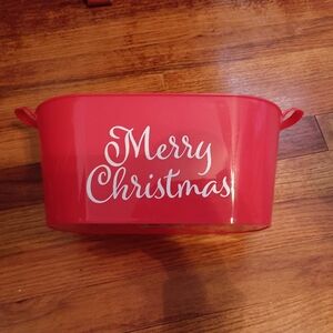 3/10 ⭐ NEW Red and White Merry Christmas Plastic Basket Bin Container